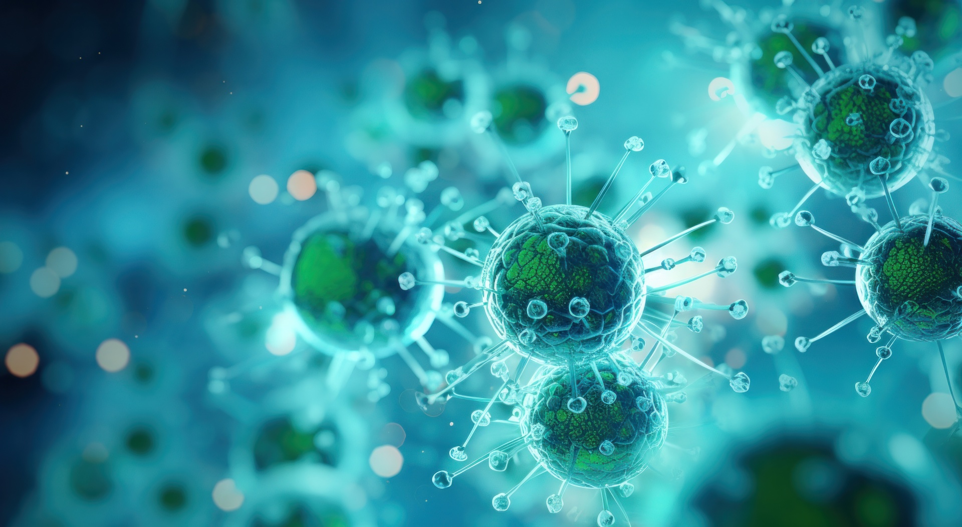 the viruses in green bubbles