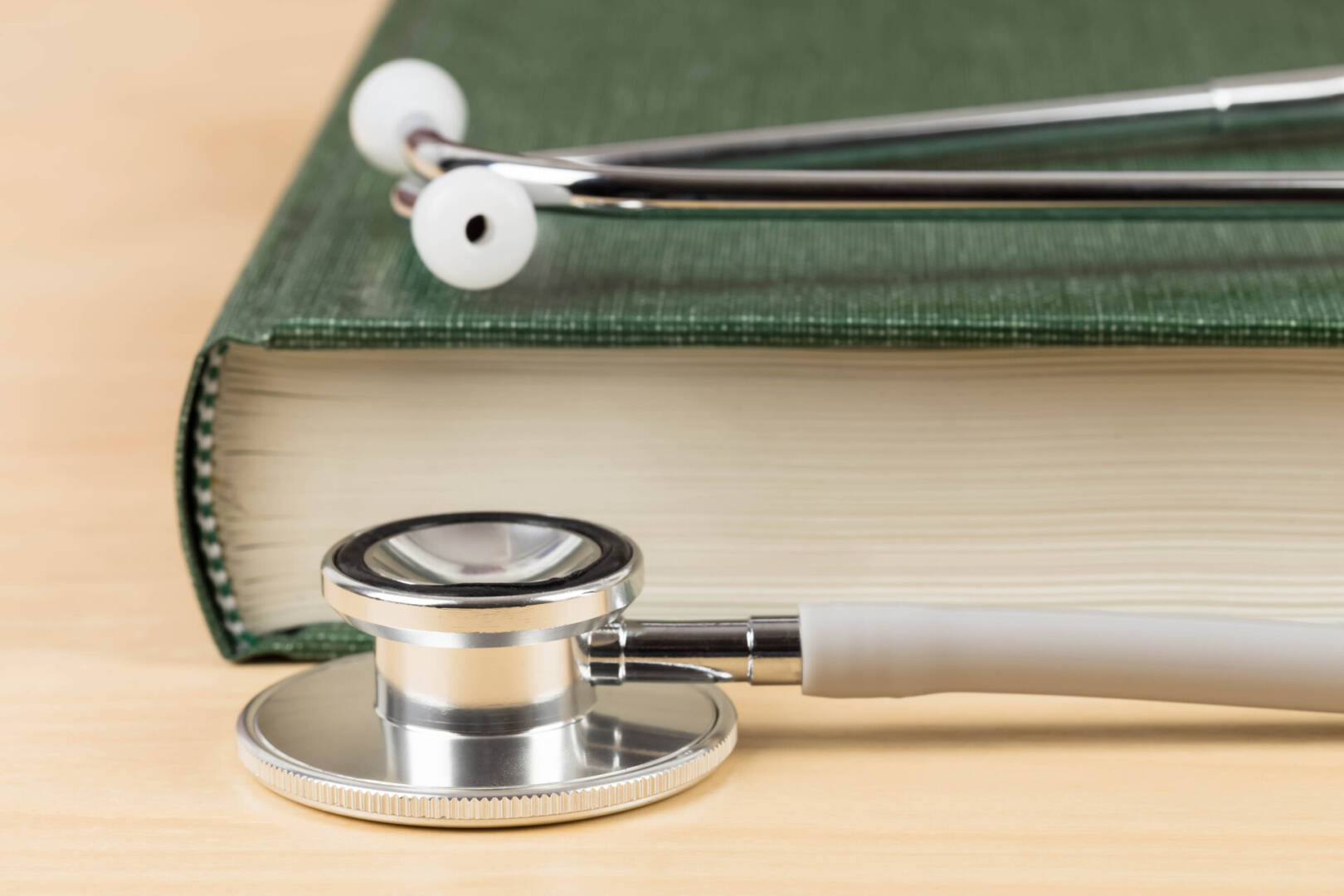 Stethoscope and textbook concept for medical education