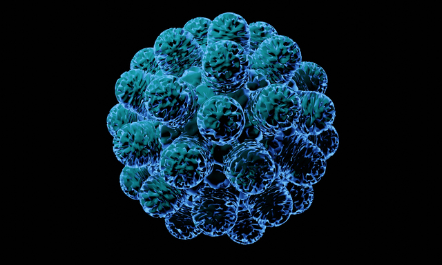 Abstract bacteria or virus cell in spherical shape with long ant