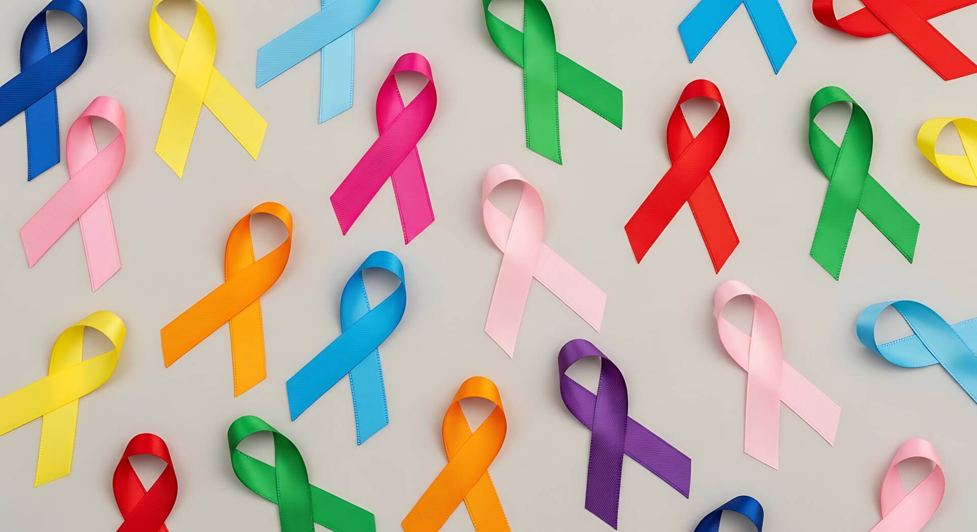 Colorful Awareness Ribbons on White Background for Cancer Support and Fundraising